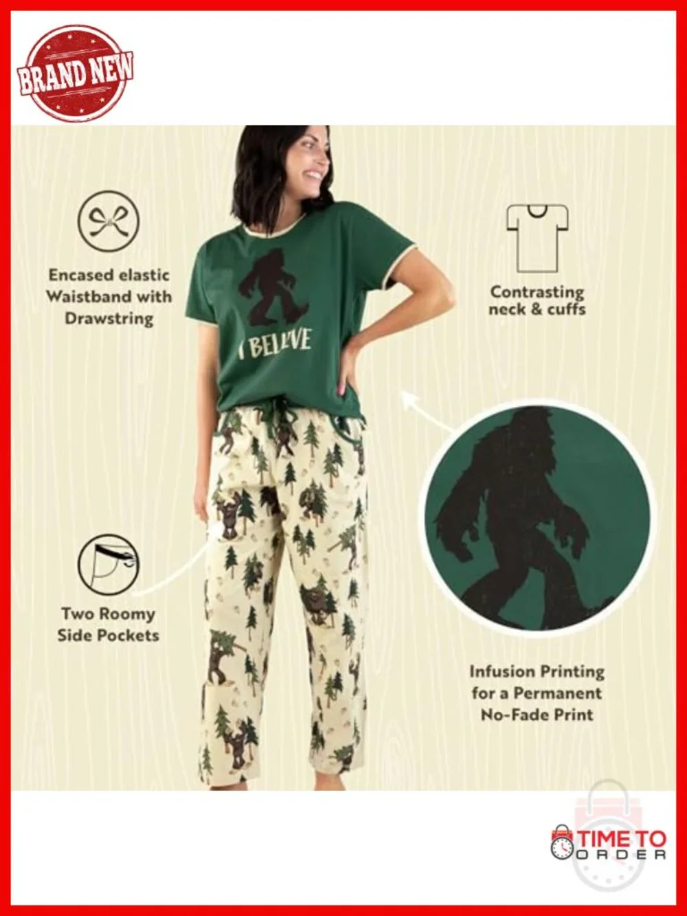 Women's Cotton Pajama Set - Short Sleeve Top & Pants with Pockets